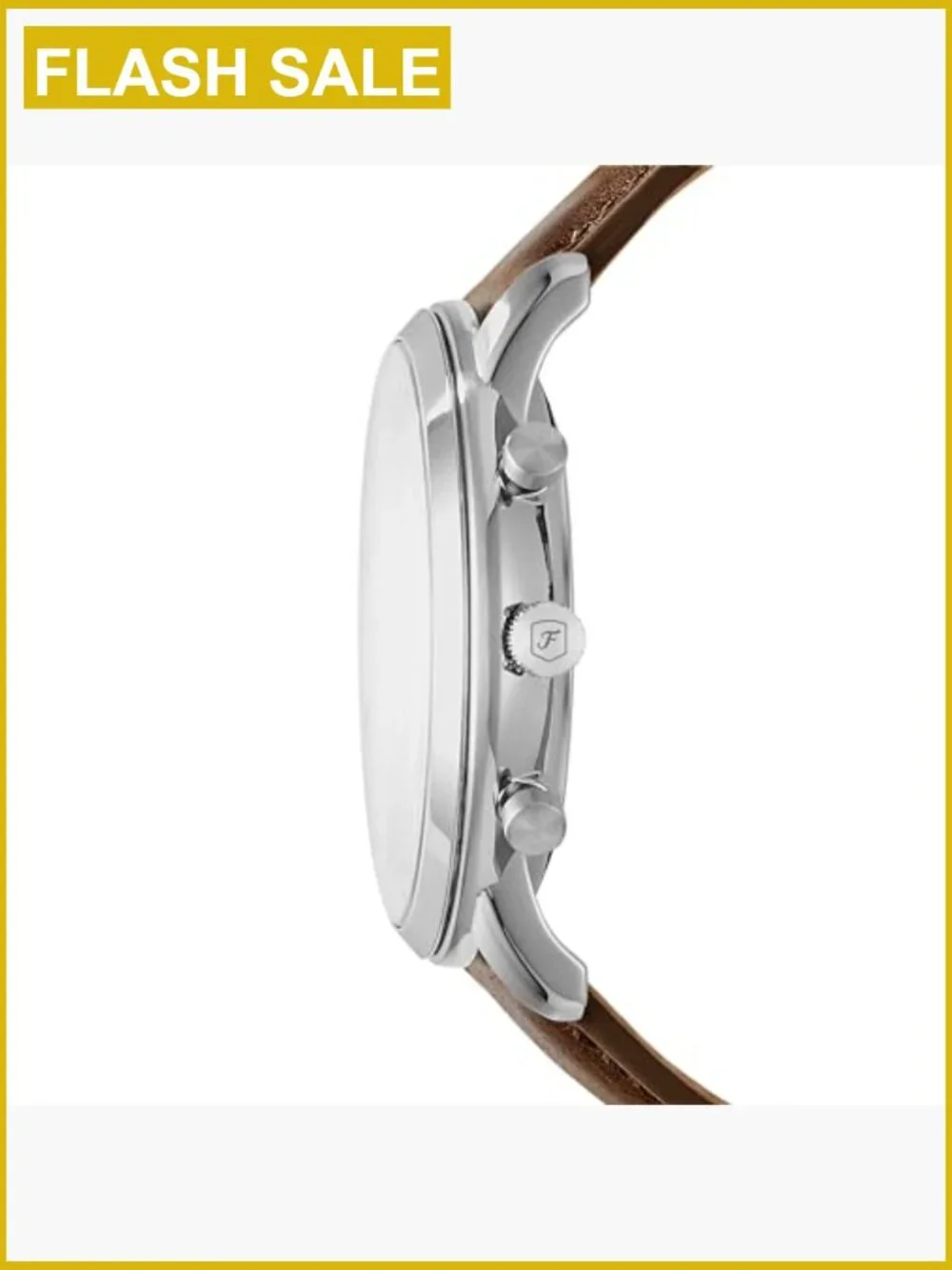 Men's Chronograph Watch Stainless Steel Leather Quartz Analog 44mm